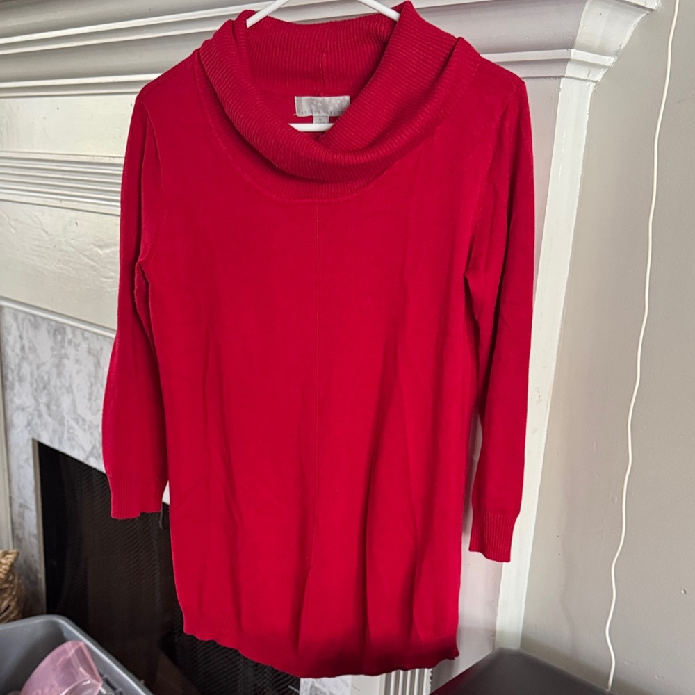 Carolyn Taylor Bright Red Cowl Neck Sweater